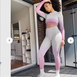 Gymshark Adapt Grey Pink Ombre Seamless Leggings - S